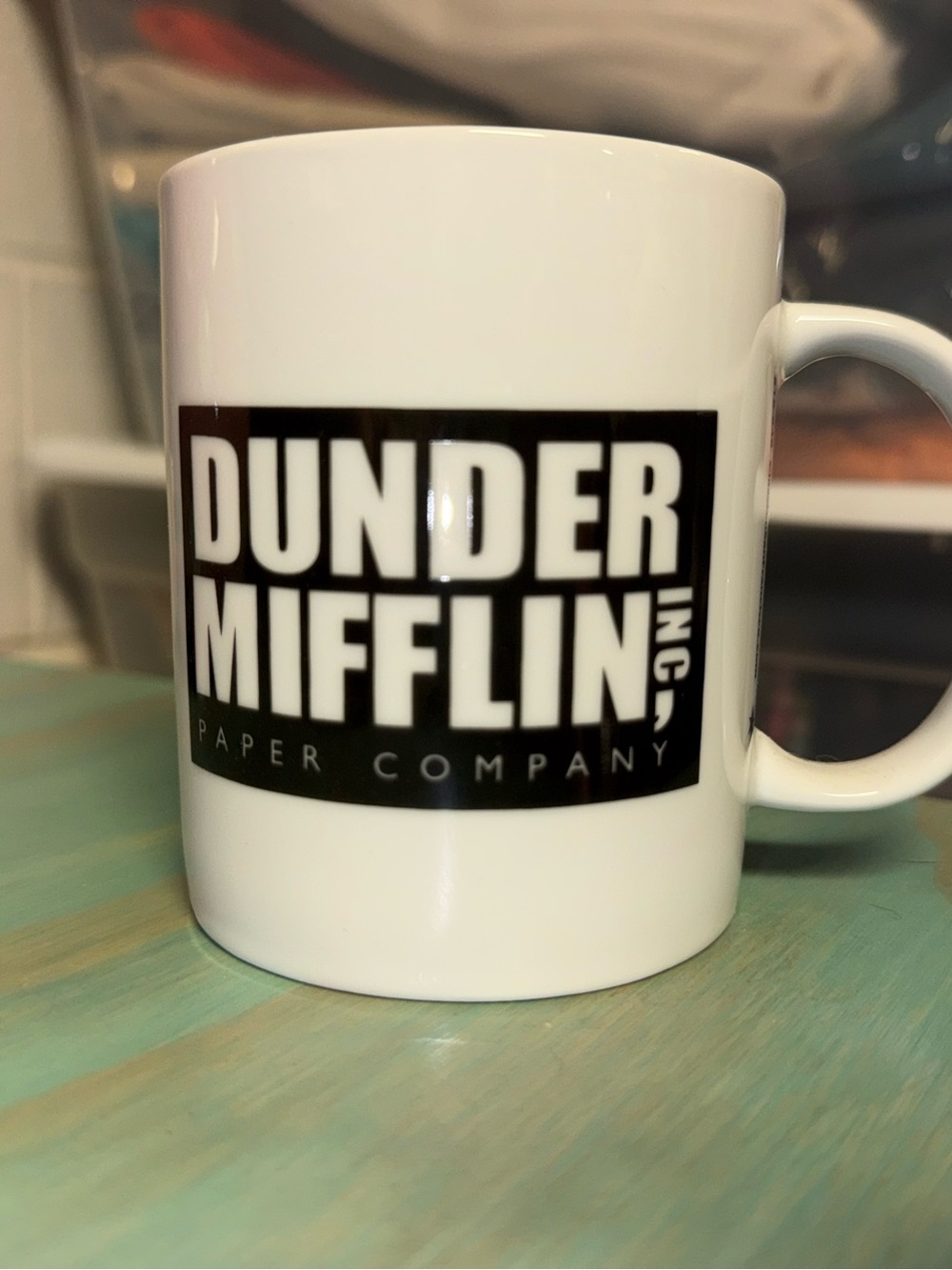 DUNDER MIFFLIN Logo Coffee Mug - White with Black Logo